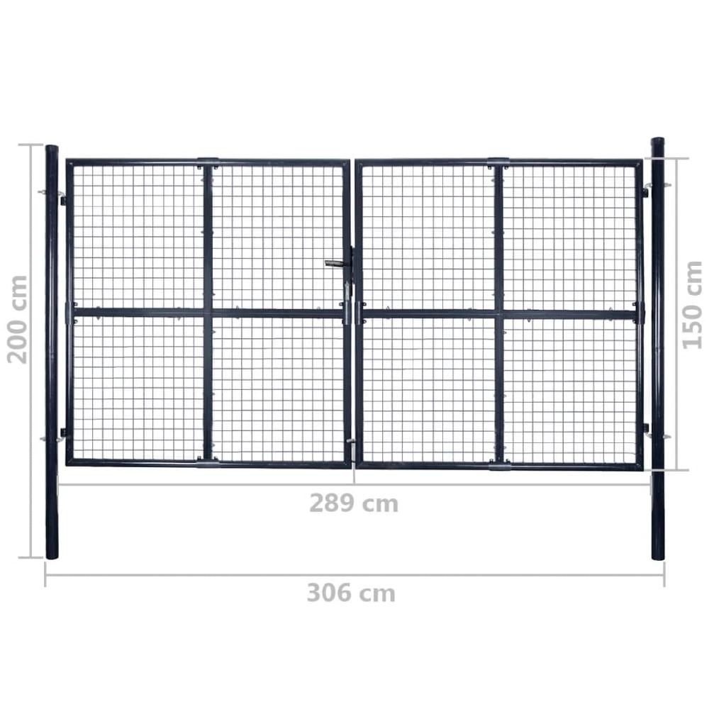 VidaXL Puerta De Malla De Jardín Acero Galvanizado Gris 289x150 Cm