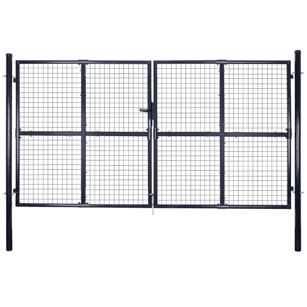 vidaXL Puerta de malla de jardín acero galvanizado gris 289x200 cm