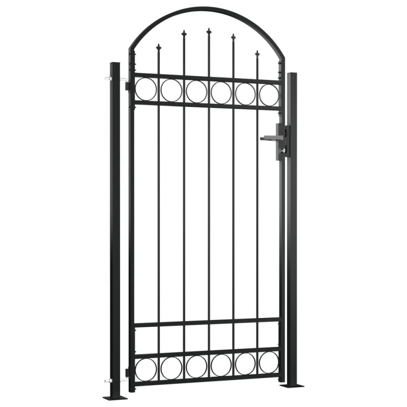 VidaXL Puerta De Valla Con Arco Y 2 Postes Negra 105x204 Cm