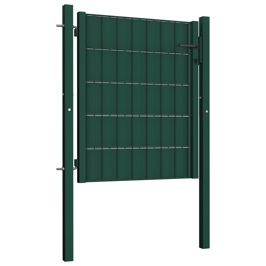 VidaXL Puerta De Valla De PVC Y Acero Verde 100x81 Cm