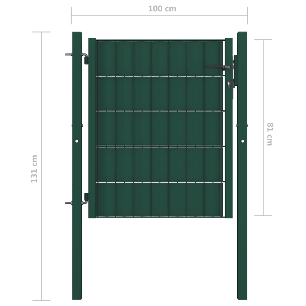 VidaXL Puerta De Valla De PVC Y Acero Verde 100x81 Cm