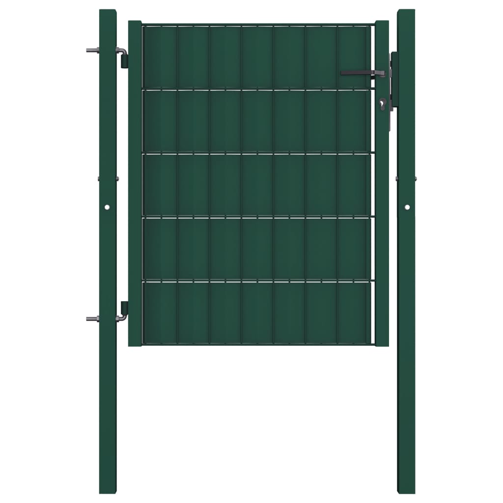 vidaXL Puerta de valla de PVC y acero verde 100x81 cm