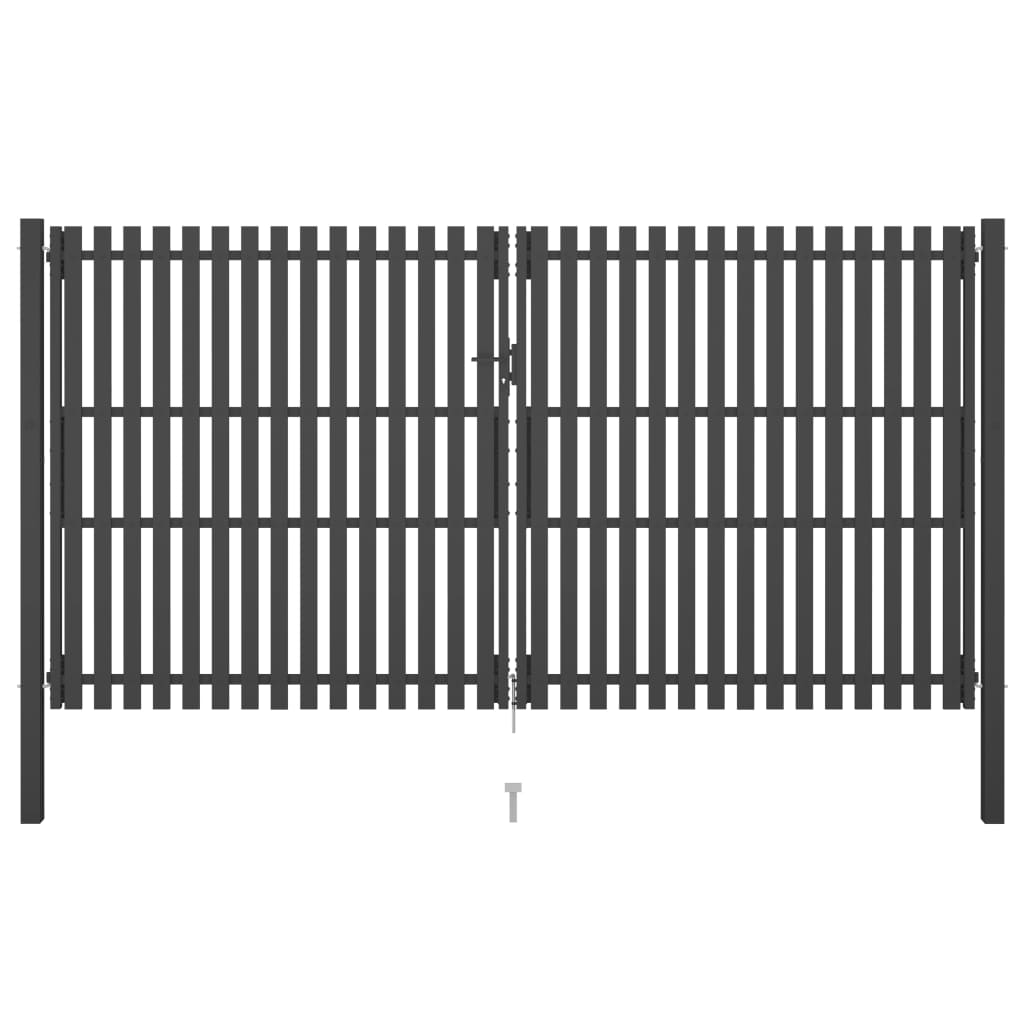 vidaXL Puerta de valla del jardín de acero gris antracita 4x2 5 cm