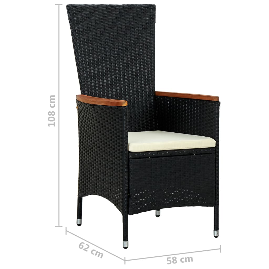 VidaXL Set Comedor De Jardín 7 Piezas Ratán Sintético Y Madera Negro