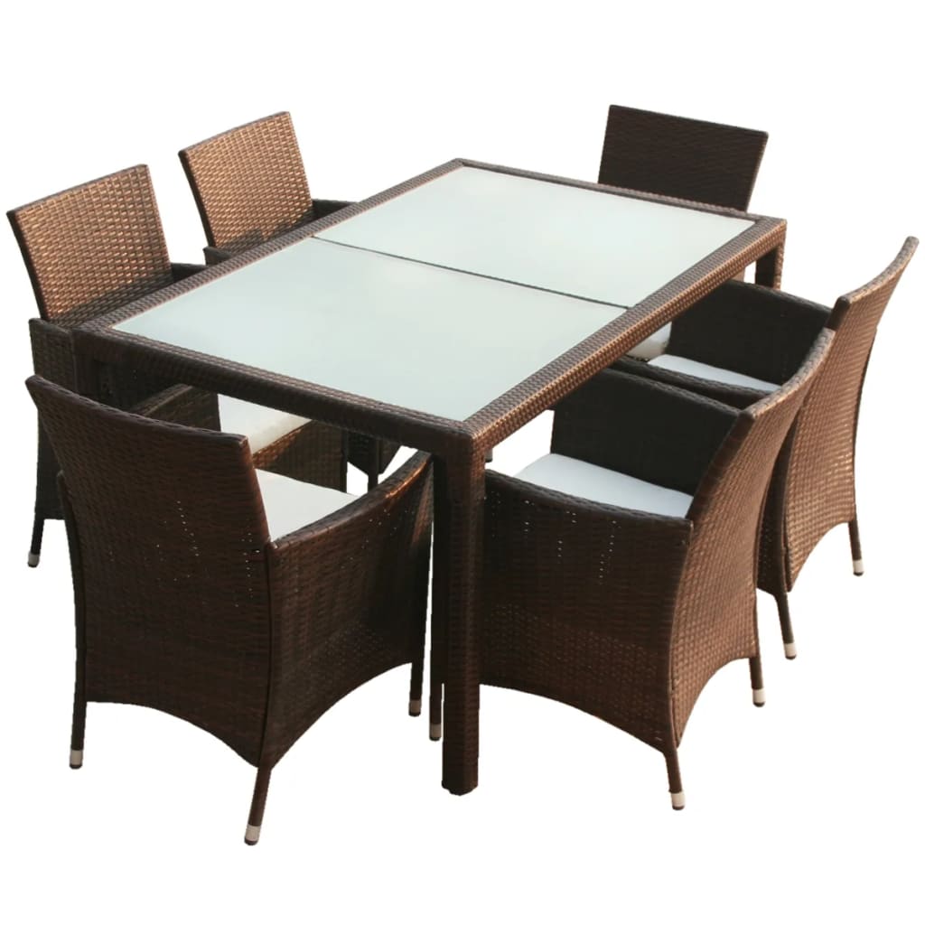 VidaXL Set Comedor De Jardín 7 Piezas Y Cojines Ratán Sintético Marrón