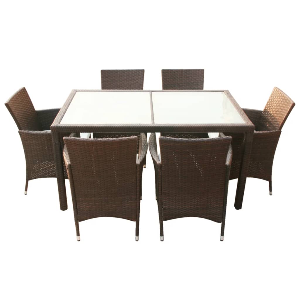 VidaXL Set Comedor De Jardín 7 Piezas Y Cojines Ratán Sintético Marrón