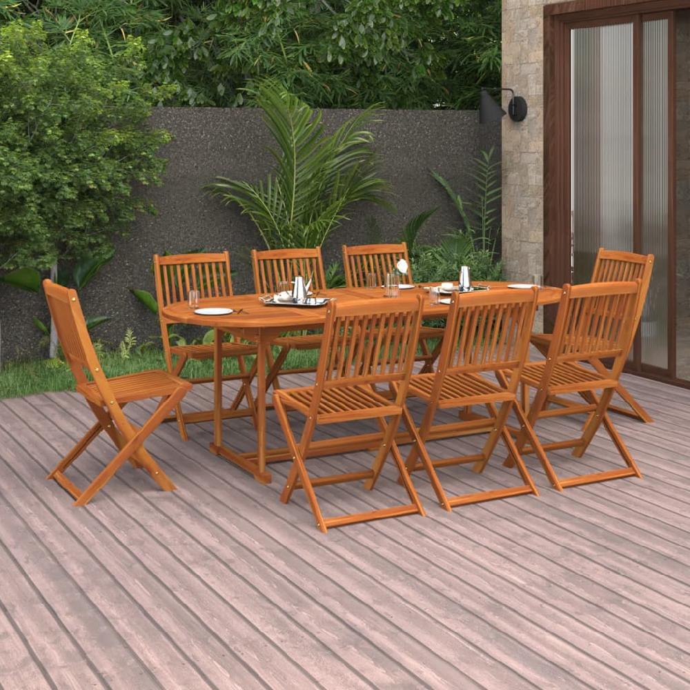 vidaXL Set comedor de jardín 9 piezas madera maciza acacia 220x90x75cm