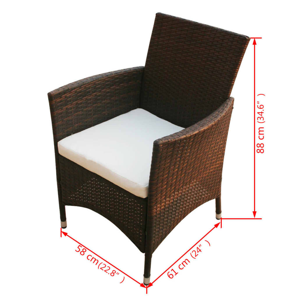 VidaXL Set Comedor De Jardín 9 Piezas Y Cojines Ratán Sintético Marrón