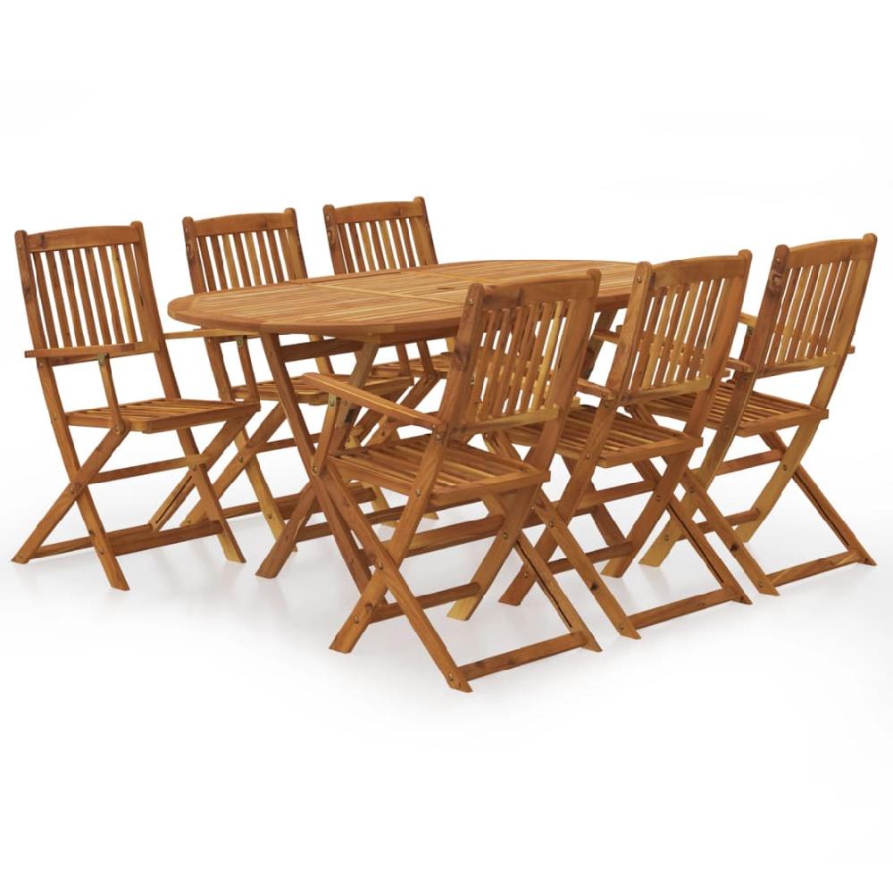 vidaXL Set comedor de jardín plegable 7 pzas madera maciza de acacia