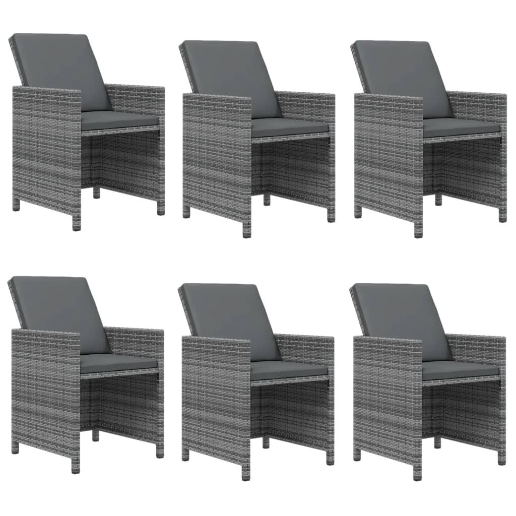 VidaXL Set Comedor Jardín 7 Pzas Y Cojines Ratán Sintético Gris