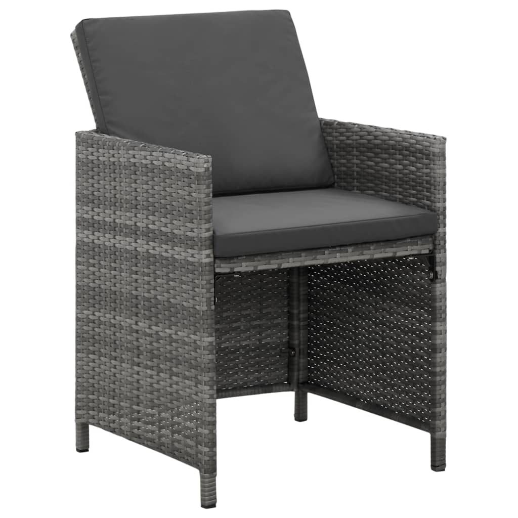 VidaXL Set Comedor Jardín 9 Pzas Y Cojines Ratán Sintético Gris
