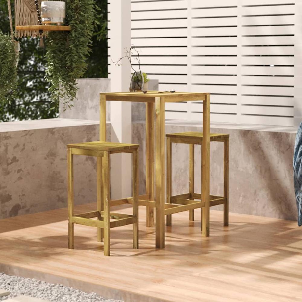 vidaXL Set de bar de jardín 3 piezas madera de pino impregnada