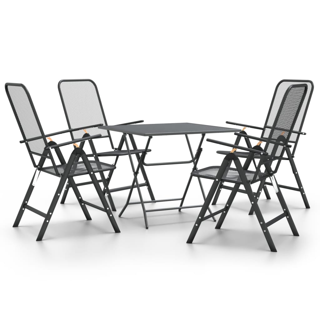 VidaXL Set De Comedor De Jardín 3 Pzas Malla Metal Expandido Antracita