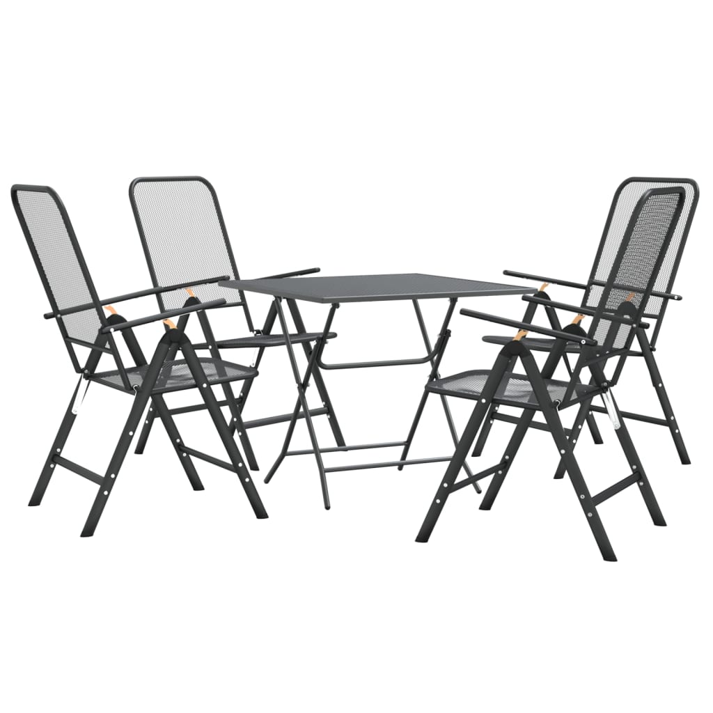 VidaXL Set De Comedor De Jardín 3 Pzas Malla Metal Expandido Antracita