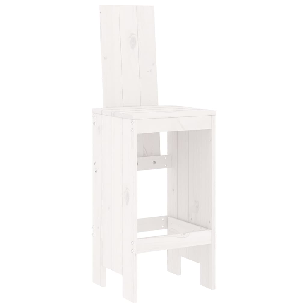 VidaXL Set De Mesa Y Taburetes Altos Jardín 3 Pzas Madera Pino Blanco