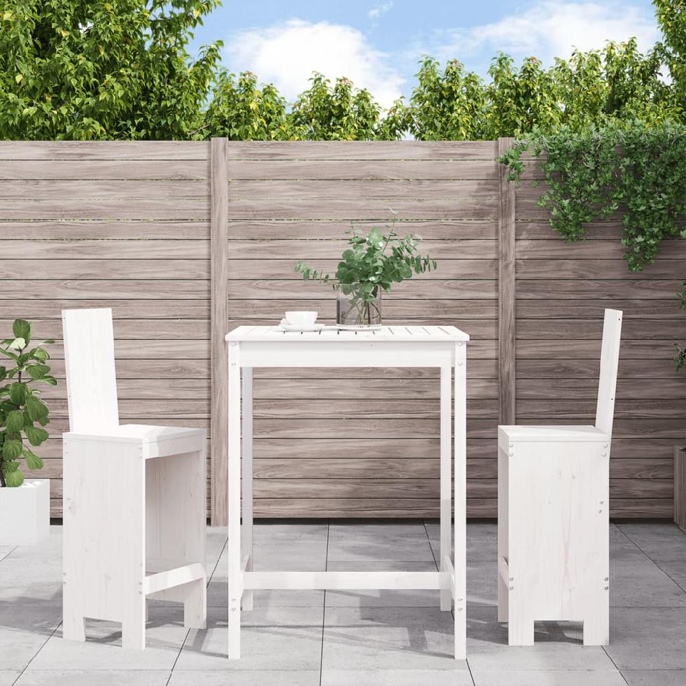 vidaXL Set de mesa y taburetes altos jardín 3 pzas madera pino blanco