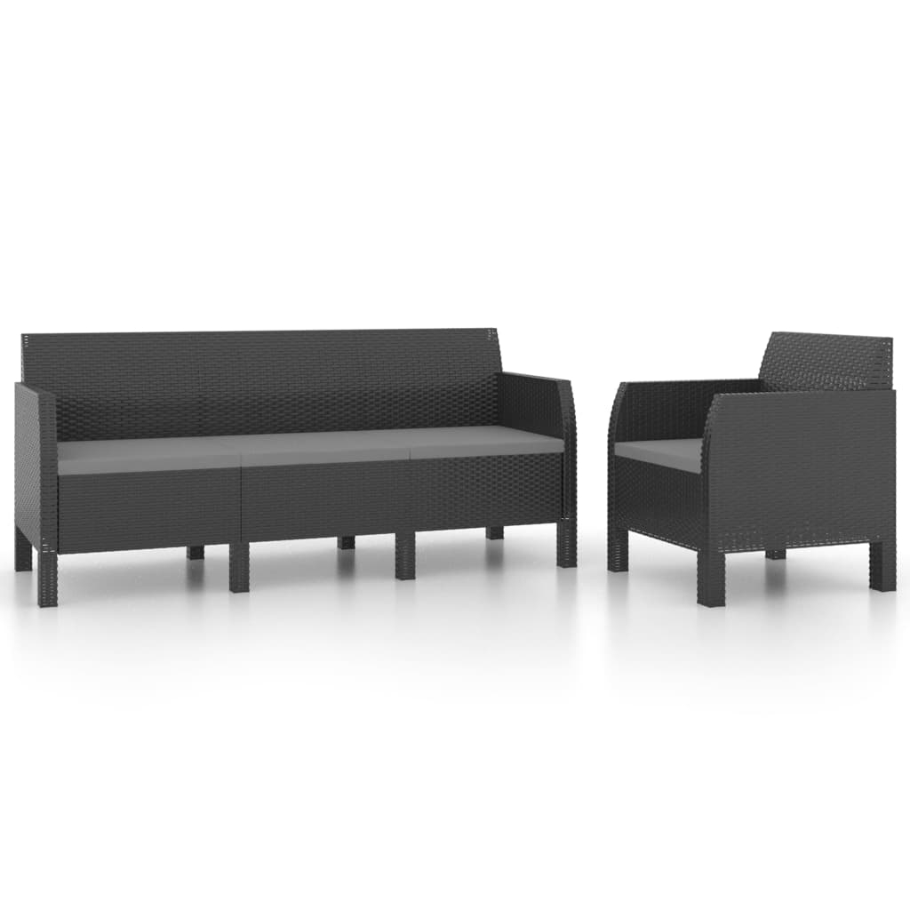 VidaXL Set De Muebles De Jardín 2 Pzas Cojines PP Ratán Gris Antracita