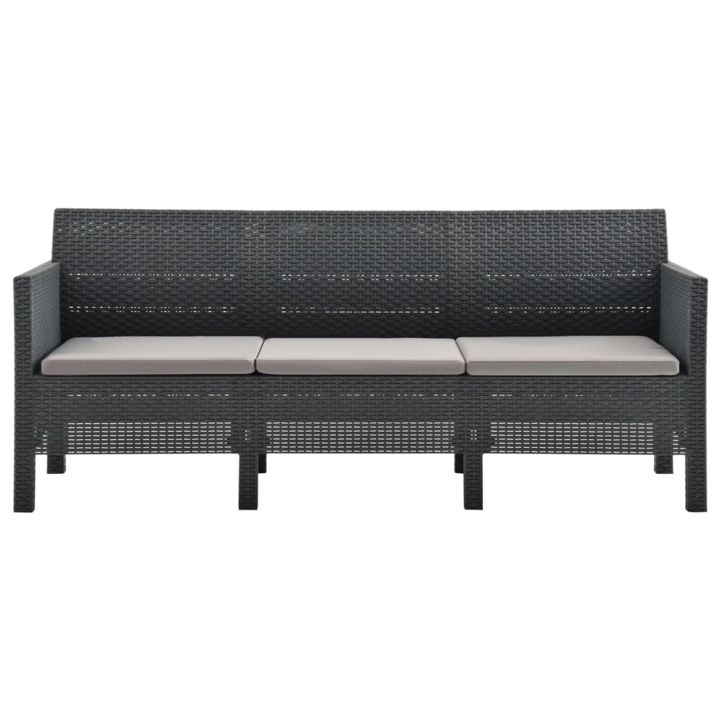 VidaXL Set De Muebles De Jardín 2 Pzas Cojines PP Ratán Gris Antracita