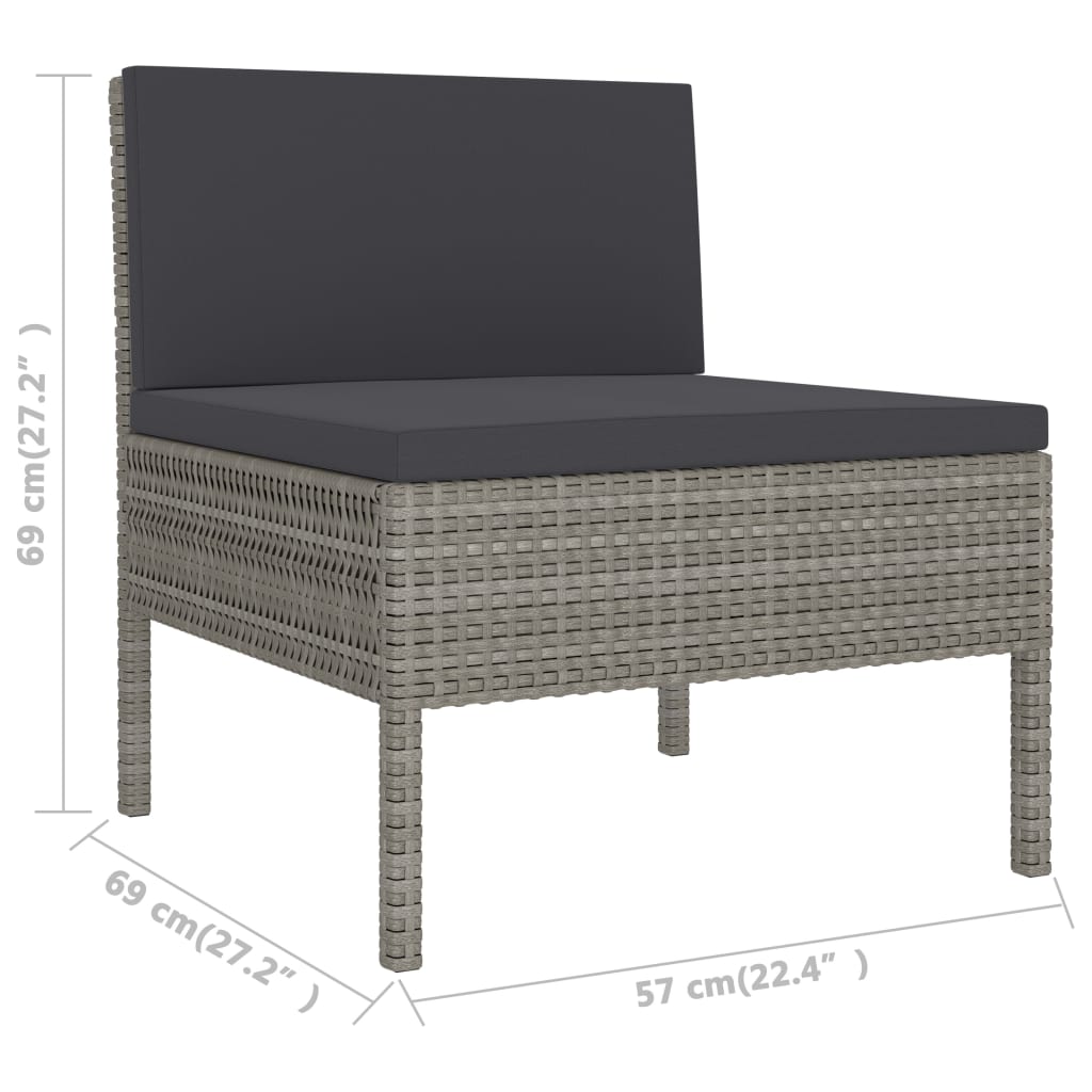 VidaXL Set De Muebles De Jardín 2 Pzas Y Cojines Ratán Sintético Gris