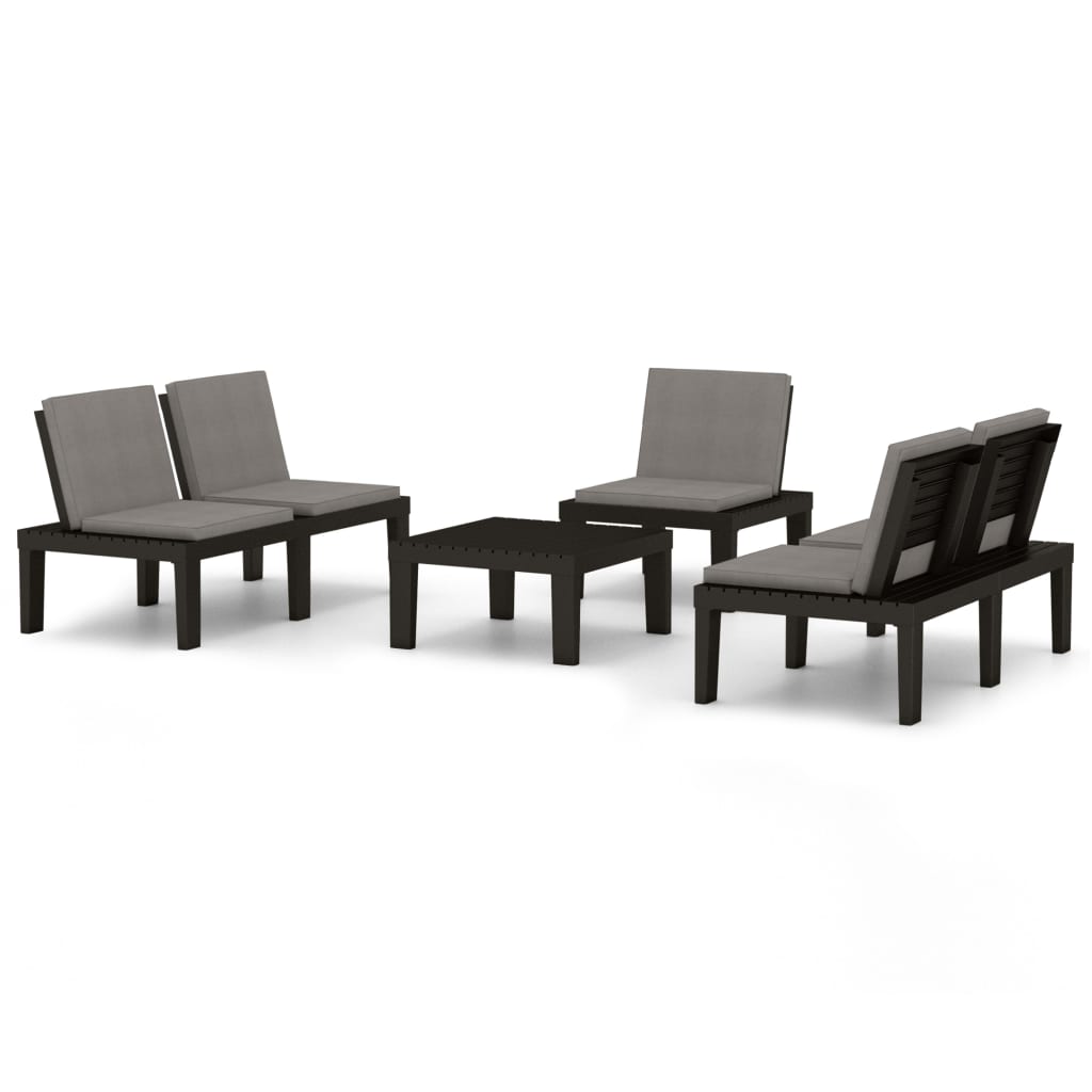 VidaXL Set De Muebles De Jardín 4 Piezas Con Cojines Plástico Gris