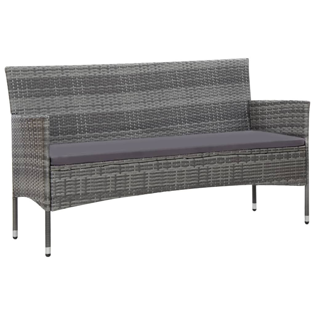 VidaXL Set De Muebles De Jardín 4 Pzas Y Cojines Ratán Sintético Gris