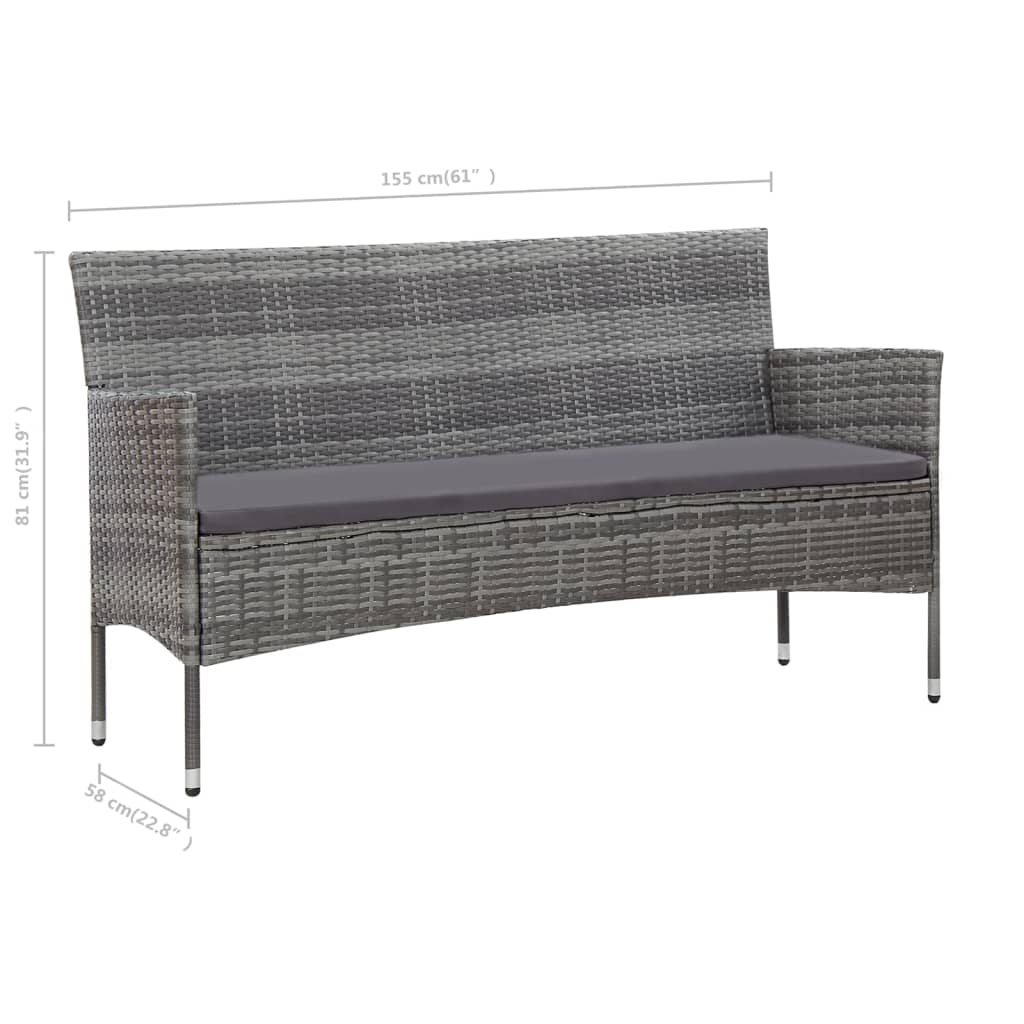VidaXL Set De Muebles De Jardín 4 Pzas Y Cojines Ratán Sintético Gris