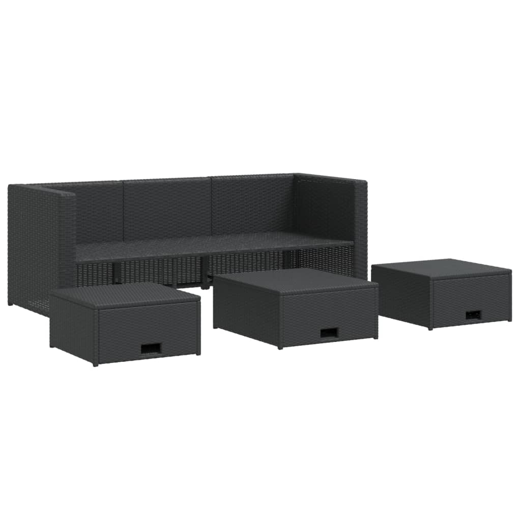 VidaXL Set De Muebles De Jardín 4 Pzas Y Cojines Ratán Sintético Negro