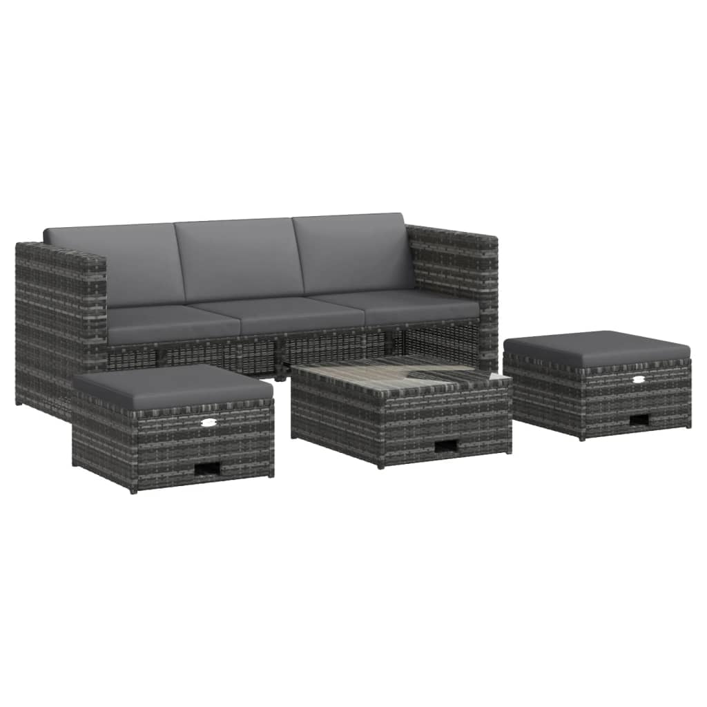 VidaXL Set De Muebles De Jardín 4 Pzas Y Cojines Ratán Sintético Gris