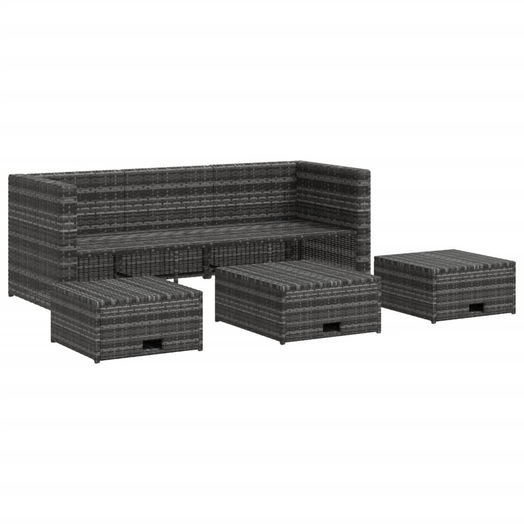 VidaXL Set De Muebles De Jardín 4 Pzas Y Cojines Ratán Sintético Gris