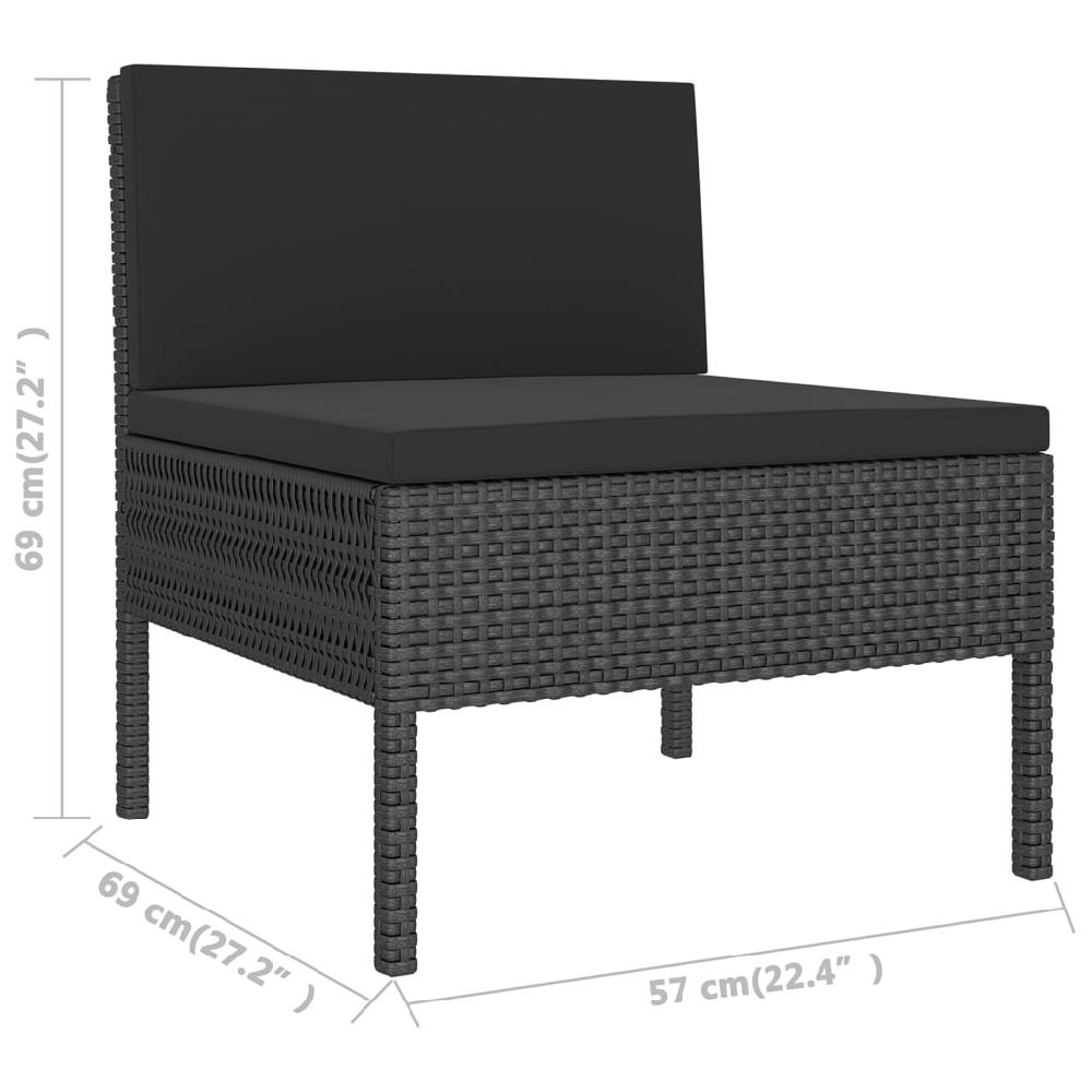 VidaXL Set De Muebles De Jardín 5 Pzas Y Cojines Ratán Sintético Negro