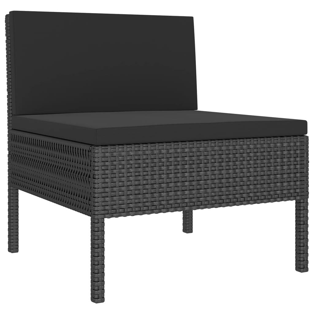VidaXL Set De Muebles De Jardín 5 Pzas Y Cojines Ratán Sintético Negro
