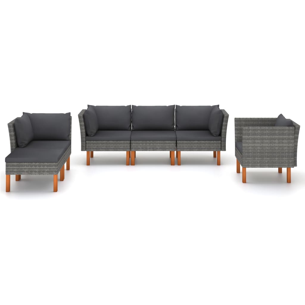 VidaXL Set De Muebles De Jardín 6 Pzas Ratán Sintético Eucalipto Gris