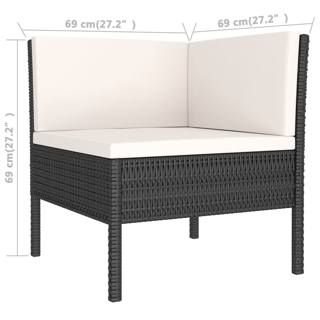 VidaXL Set De Muebles De Jardín 6 Pzas Y Cojines Ratán Sintético Negro