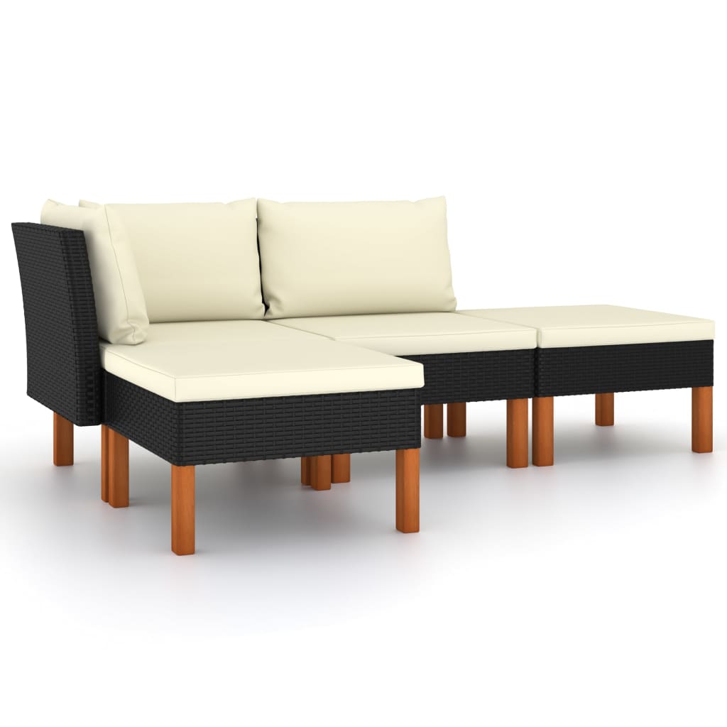 VidaXL Set De Muebles De Jardín 6 Pzas Y Cojines Ratán Sintético Negro