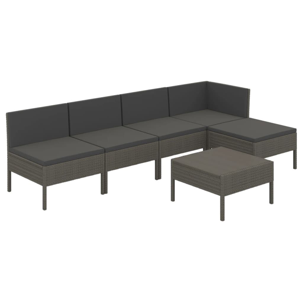 VidaXL Set De Muebles De Jardín 6 Pzas Y Cojines Ratán Sintético Gris