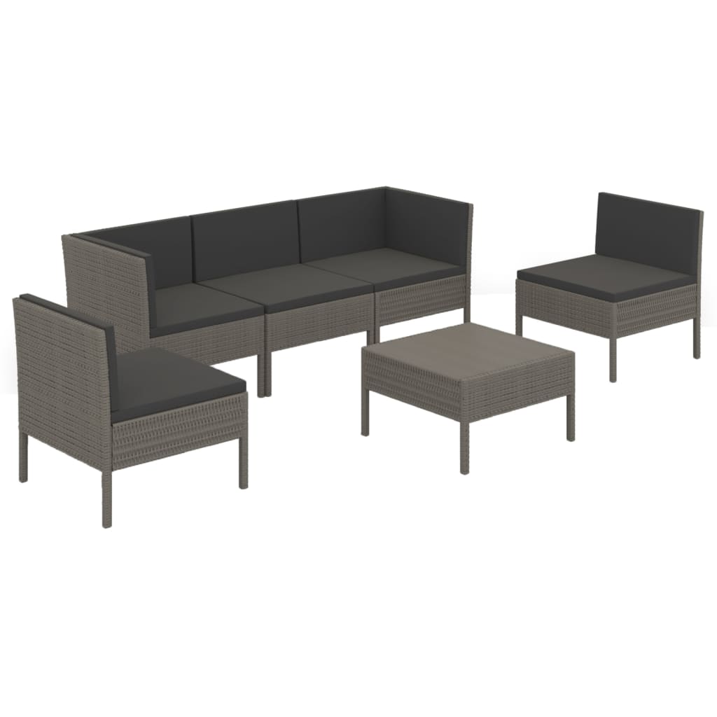 VidaXL Set De Muebles De Jardín 6 Pzas Y Cojines Ratán Sintético Gris