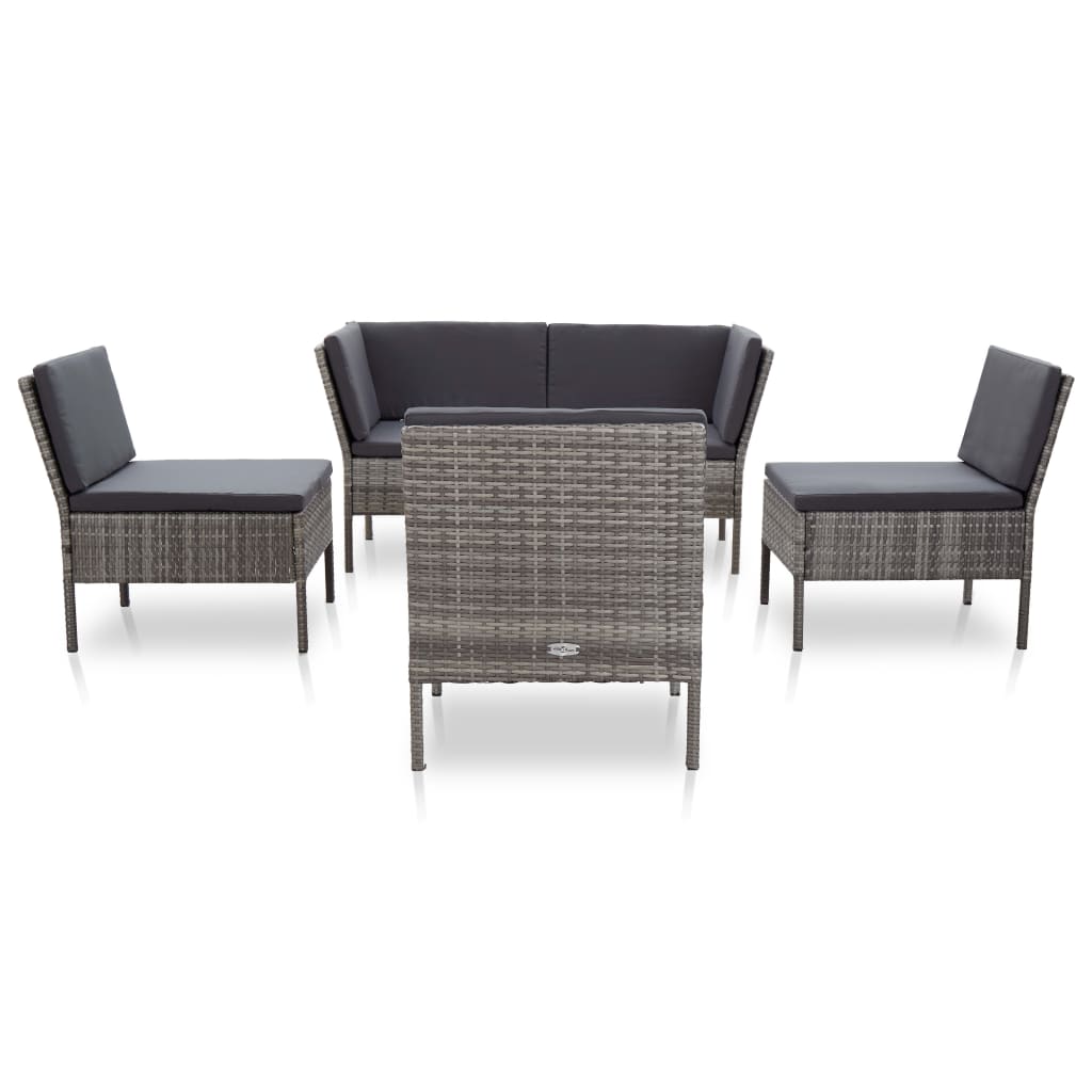 VidaXL Set De Muebles De Jardín 6 Pzas Y Cojines Ratán Sintético Gris