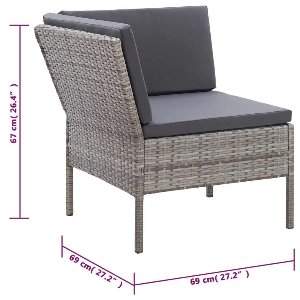VidaXL Set De Muebles De Jardín 6 Pzas Y Cojines Ratán Sintético Gris