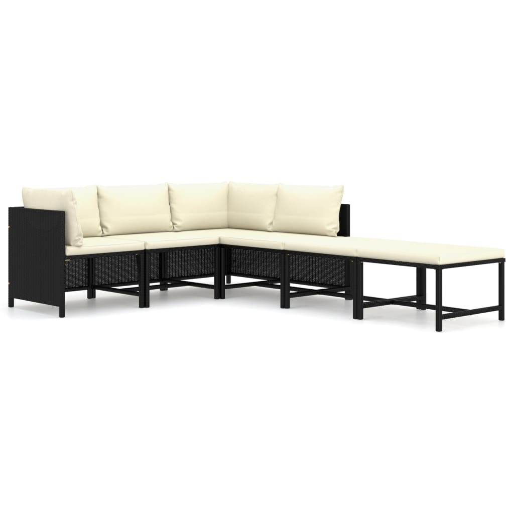 VidaXL Set De Muebles De Jardín 6 Pzas Y Cojines Ratán Sintético Negro