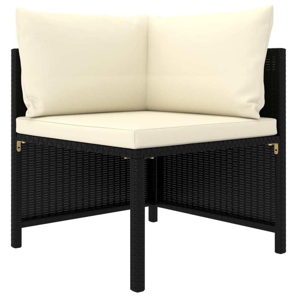 VidaXL Set De Muebles De Jardín 6 Pzas Y Cojines Ratán Sintético Negro