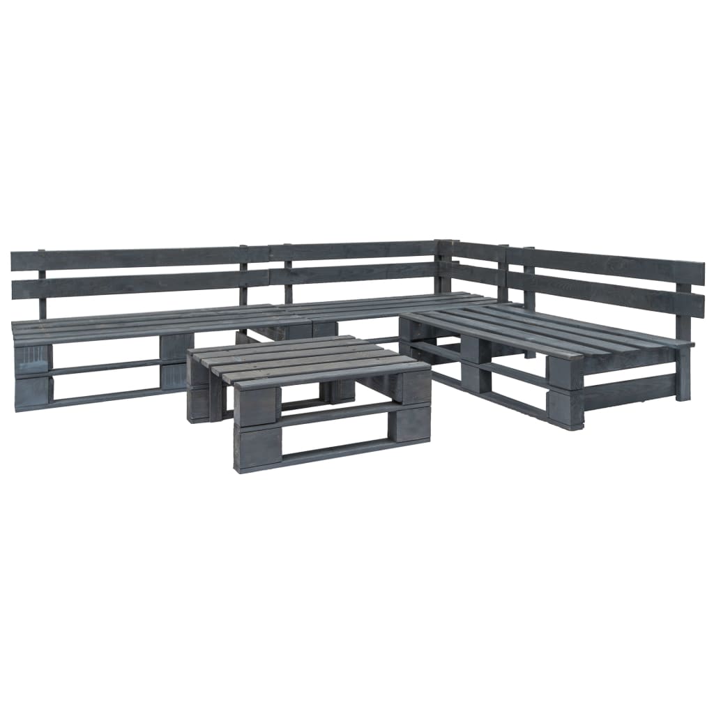 vidaXL Set de muebles de palets para jardín 4 piezas madera gris