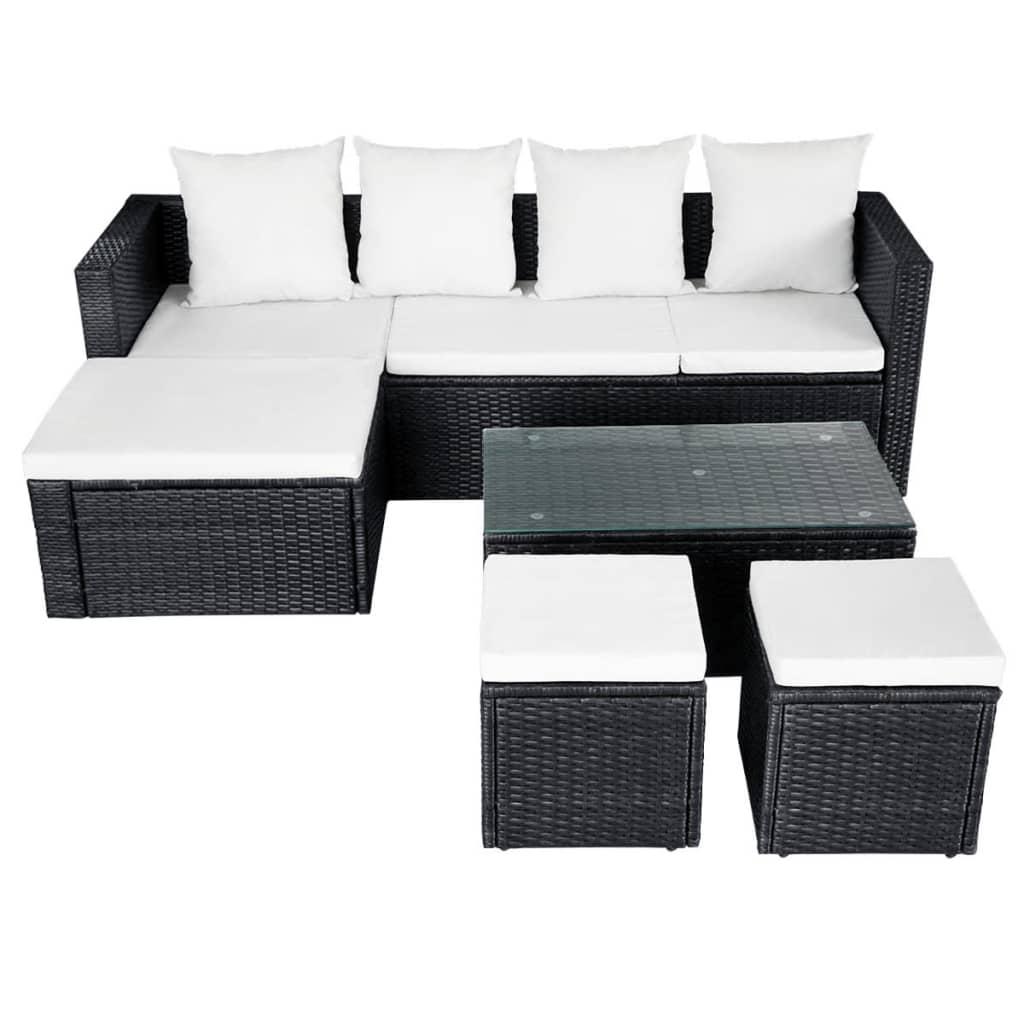 VidaXL Set Muebles De Jardín 4 Piezas Y Cojines Ratán Sintético Negro