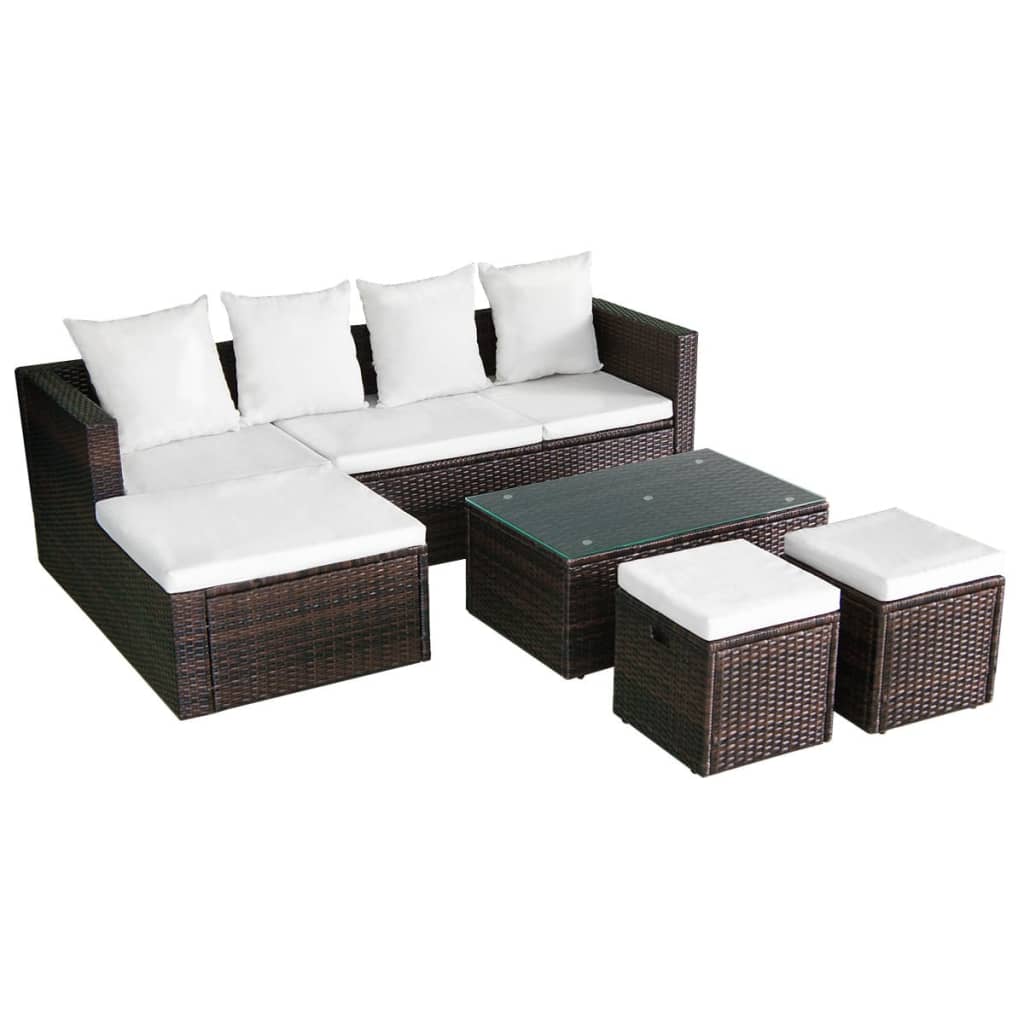 VidaXL Set Muebles De Jardín 4 Piezas Y Cojines Ratán Sintético Marrón