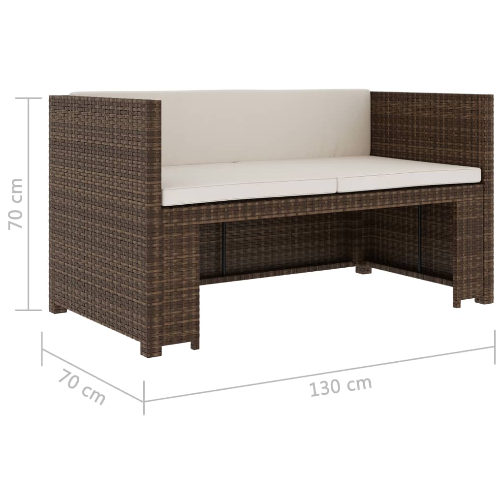 VidaXL Set Muebles De Jardín 5 Piezas Y Cojines Ratán Sintético Marrón