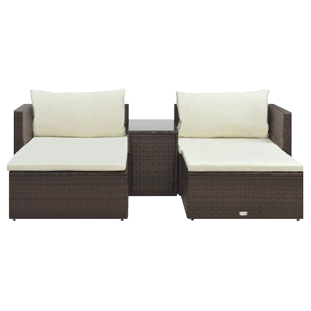 VidaXL Set Muebles De Jardín 5 Piezas Y Cojines Ratán Sintético Marrón