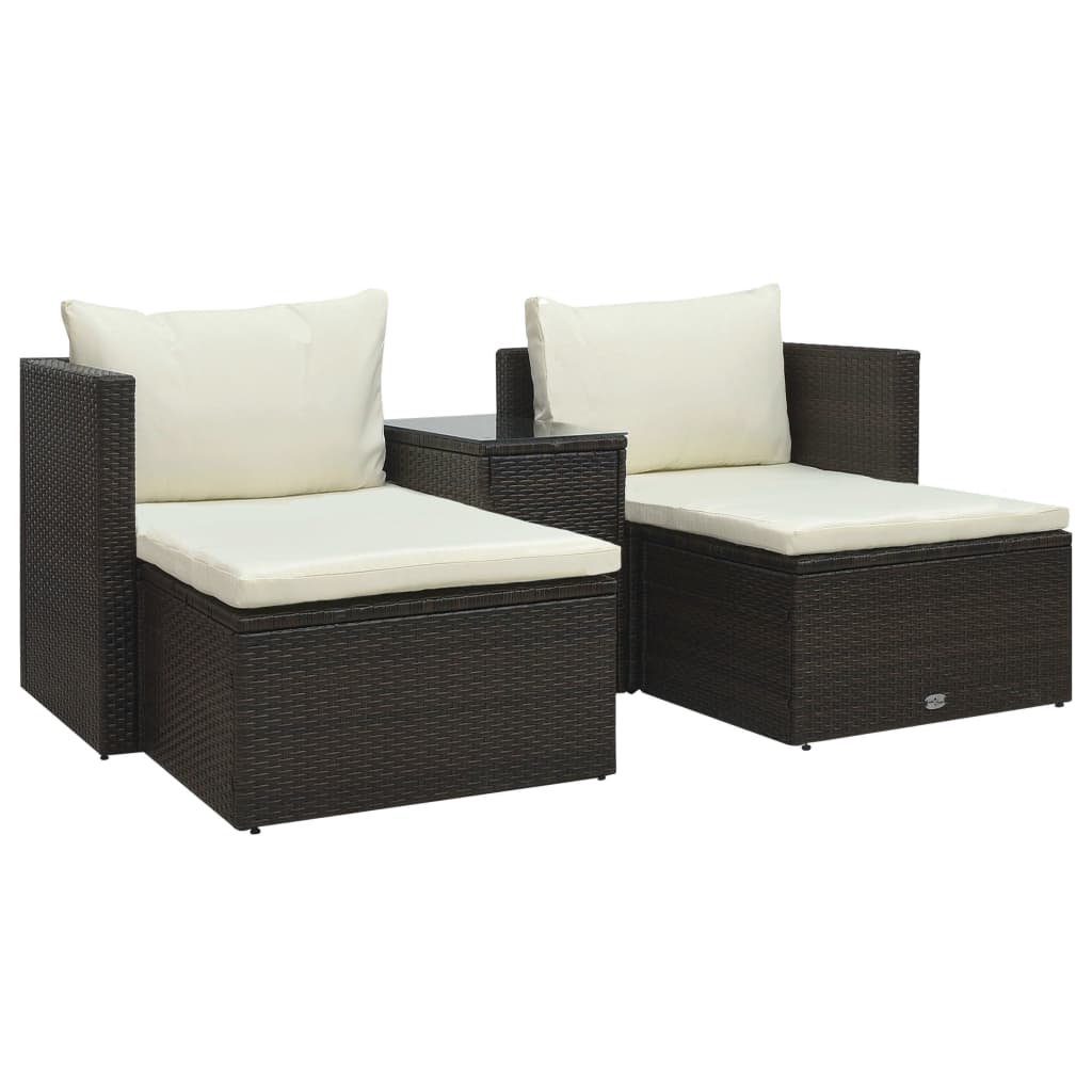vidaXL Set muebles de jardín 5 piezas y cojines ratán sintético marrón