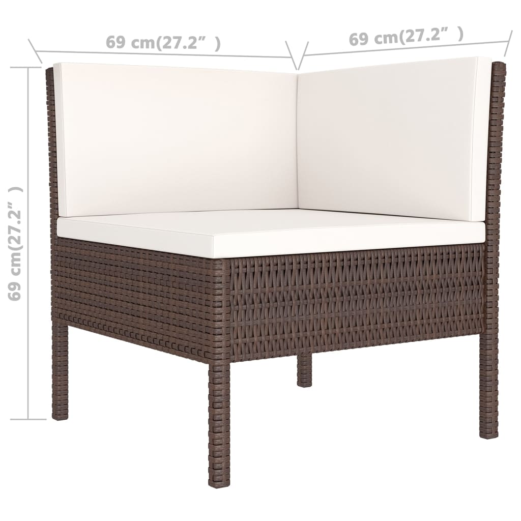 VidaXL Set Muebles De Jardín 5 Pzas Y Cojines Ratán Sintético Marrón