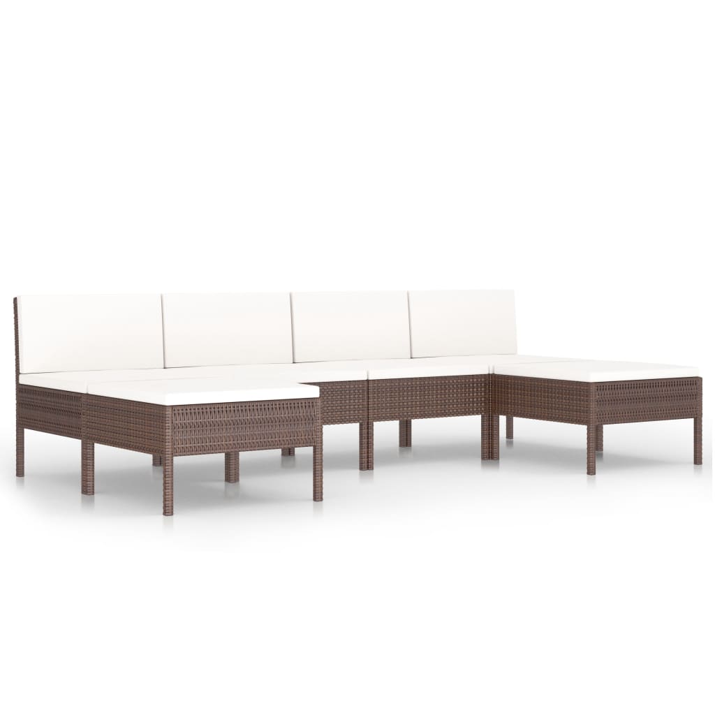 VidaXL Set Muebles De Jardín 6 Piezas Y Cojines Ratán Sintético Marrón