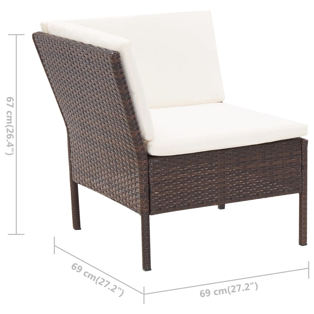 VidaXL Set Muebles De Jardín 6 Piezas Y Cojines Ratán Sintético Marrón