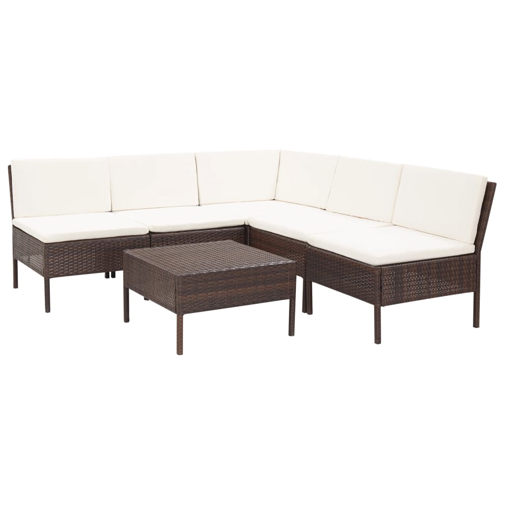 vidaXL Set muebles de jardín 6 piezas y cojines ratán sintético marrón